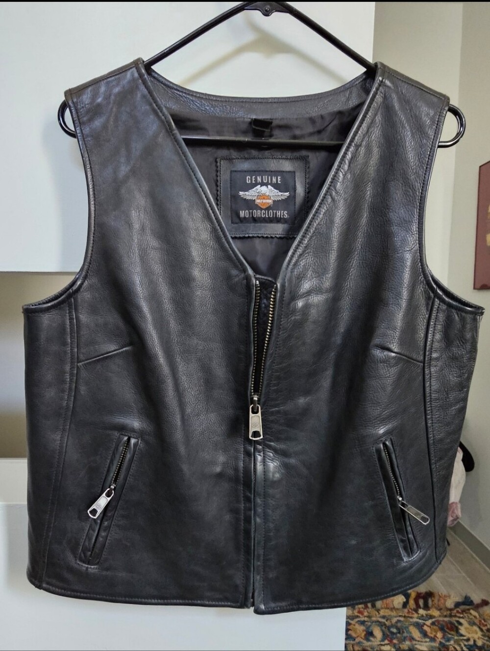 Harley Davidson Women’s Leather Zip-up Biker Vest (Large)